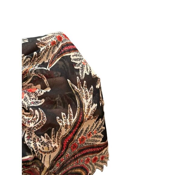 Mango Floral Chiffon Dress black red print US size 12 - Picture 9 of 15